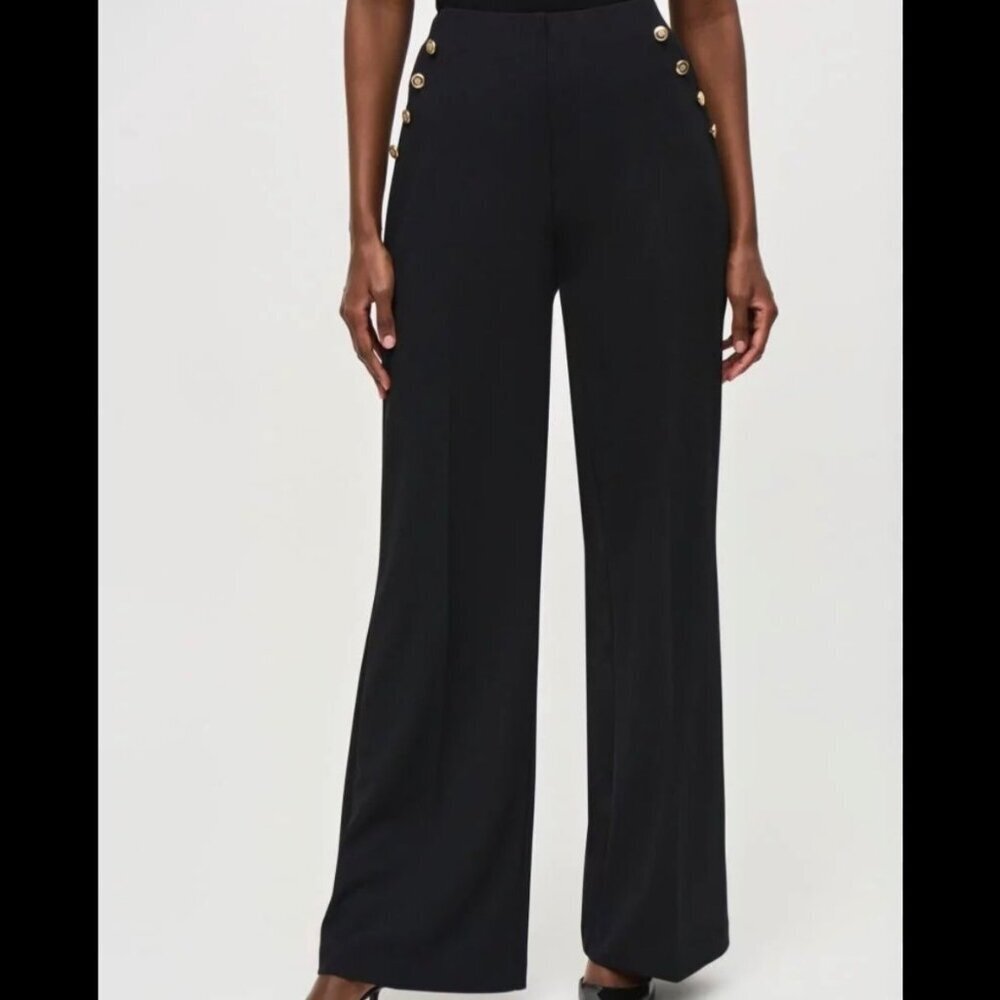 JOSEPH RIBKOFF Navy High-Waisted Wide-Leg Dress Pants Size L